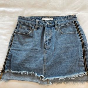 Gold Zip Jean Skirt